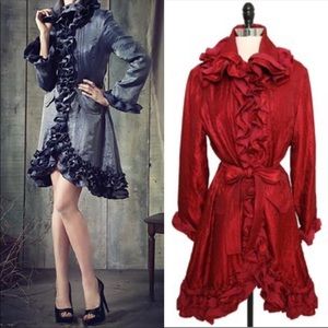 NWT Samuel Dong Ruffle Trench Coat Dress (#2)
